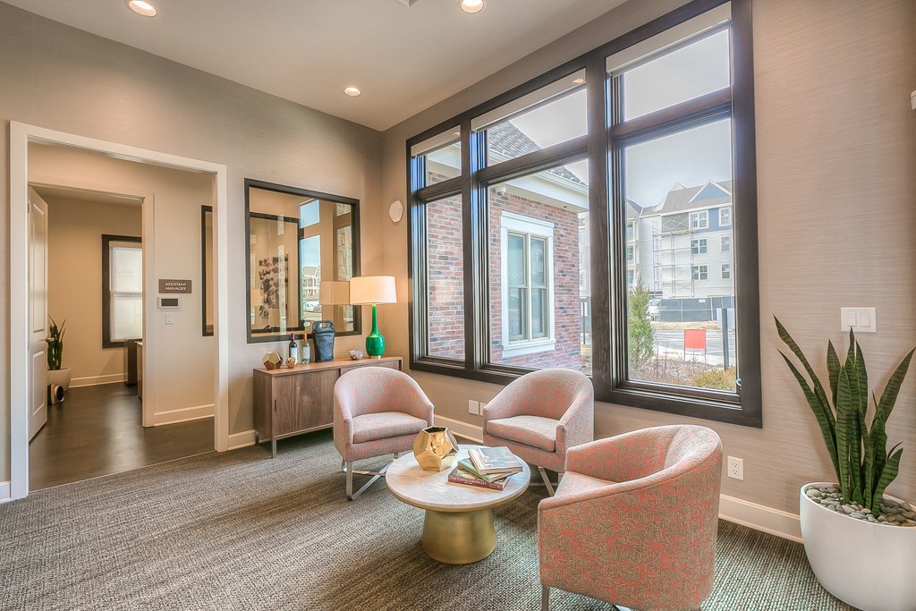 leasing office seating  at Waterside Residences on Quivira, Kansas