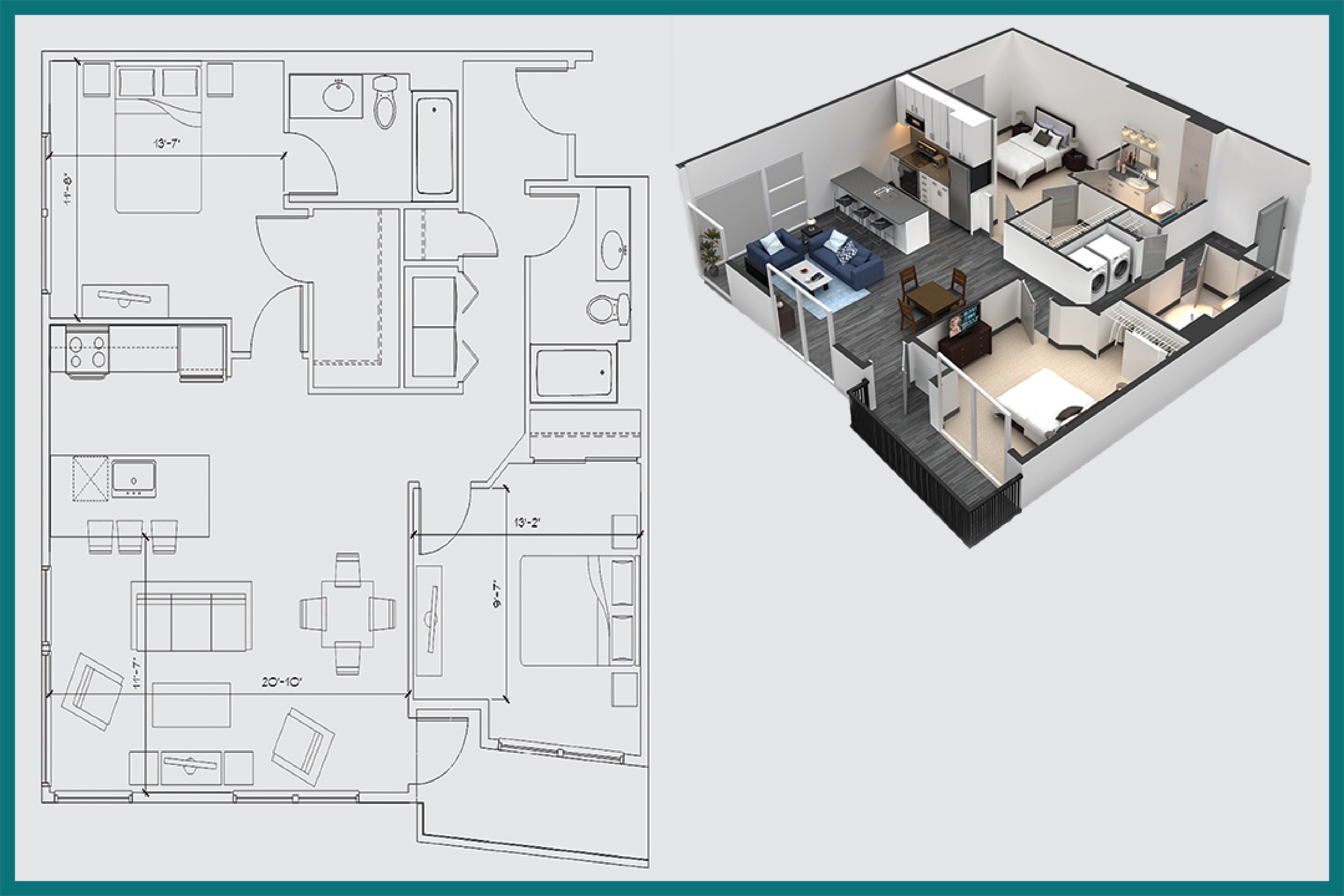 Two Bedroom / Two Bath / c1