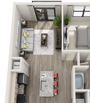 1 Bed - 1 Bath, 750 sq ft, A2 floor plan