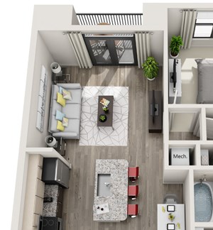 1 Bed - 1 Bath, 810 sq ft, A3 floor plan
