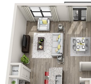 1 Bed - 1 Bath, 973 sq ft, A4 floor plan
