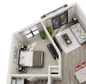 1 Bed - 1 Bath, 773 sq ft, A6 floor plan