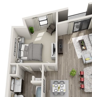 1 Bed - 1 Bath, 976 sq ft, A7 floor plan