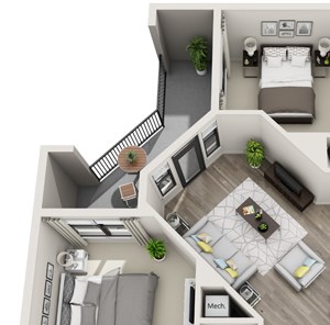 2 Bed - 2 Bath, 1138 sq ft, B2 floor plan