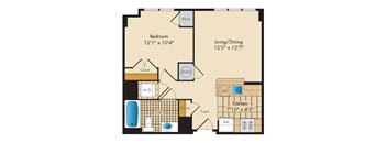 1 Bedroom 1A Floor Plan at Highland Park at Columbia Heights Metro, Washington, Washington
