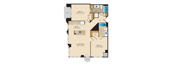 2 Bedroom 2C Floor Plan at Highland Park at Columbia Heights Metro, Washington, 20010
