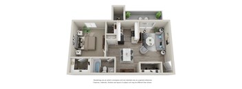 1 Bedroom 1 Bathroom 3D Floor Plan at Saratoga Ridge, Phoenix