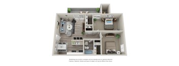 2 Bedroom 1 Bathroom 3D Floor Plan at Saratoga Ridge, Arizona, 85022