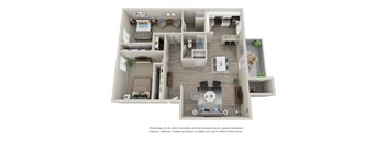 2 Bedroom 2 Bathroom 3D Floor Plan at Saratoga Ridge, Phoenix, AZ