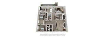 3 Bedroom 2 Bathroom 3D Floor Plan at Saratoga Ridge, Phoenix