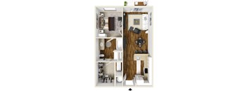 One bedroom one bath floor plan