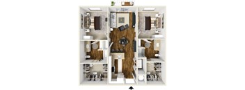 Two bedroom two bath floor plan