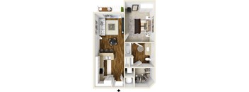 One bedroom one bath floor plan