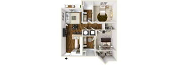 Two bedroom two bath floor plan