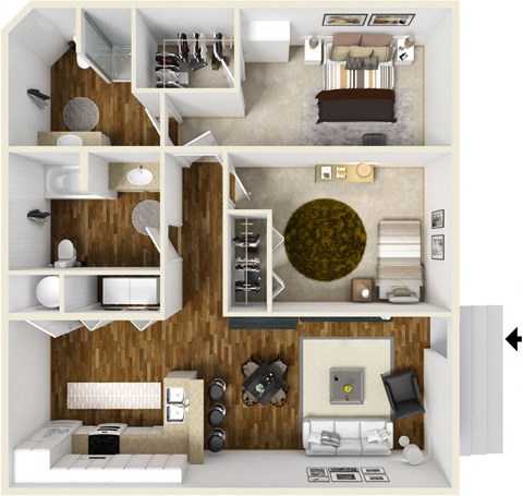 Two bedroom two bath floor plan