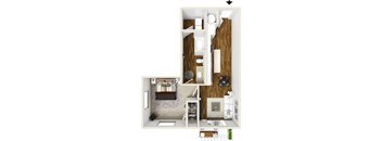 One bedroom one bath floor plan