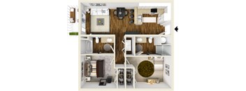 Two bedroom two bath floor plan