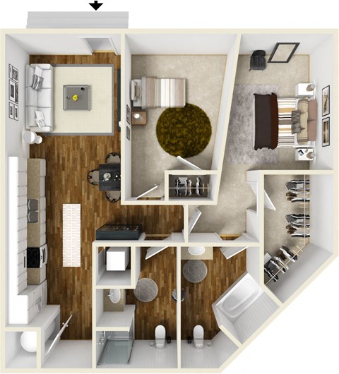 Two bedroom two bath floor plan