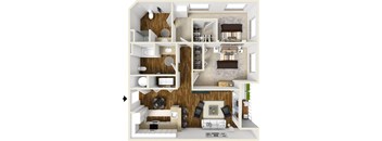 Two bedroom two bath floor plan
