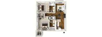 Two bedroom two bath floor plan