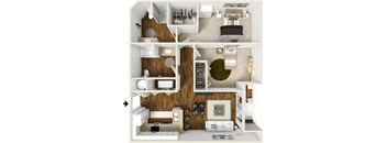 Two bedroom two bath floor plan