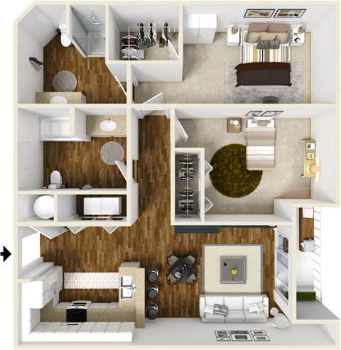 Two bedroom two bath floor plan