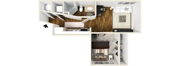 One bedroom one bath floor plan