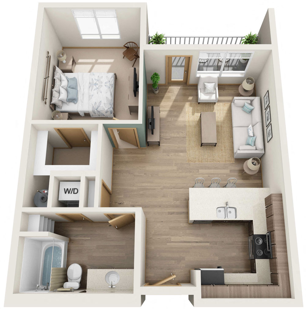 1 Bedroom, 1 Bath Apartment