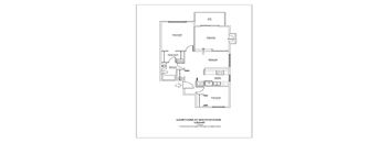 The Cedar Floor Plan; A two bedroom, one bathroom apartment floor plan at The Courtyard at South Station