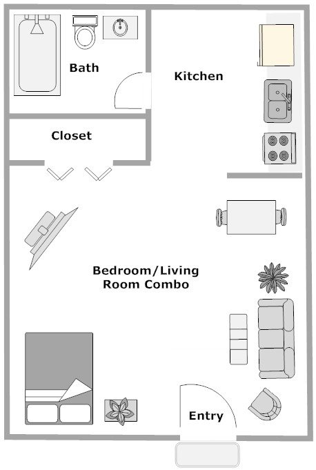 Birch Floor Plan Grand Oaks Apartment Homes Riverview, FL 33578 1 bedroom 1 bathroom studio floor plan