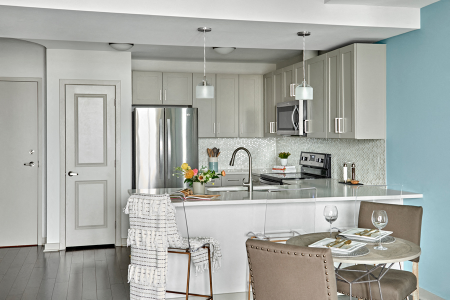 SkyHouse Nashville cabinets and tile backsplash Nashville TN - Music Row Downtown