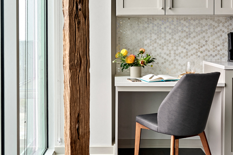 SkyHouse Nashville built-in desk and shelves Nashville TN - Music Row Downtown Nashville