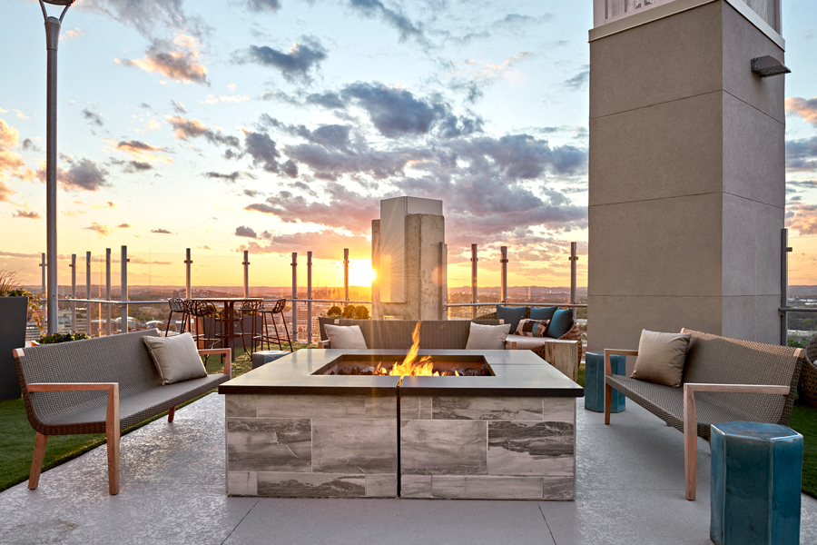 Music Row Apartments in Nashville - SkyHouse Nashville - SkyDeck firepit