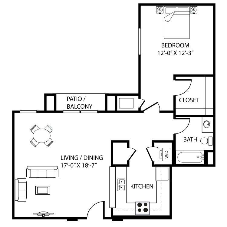 1 Bedroom, 1 Bath