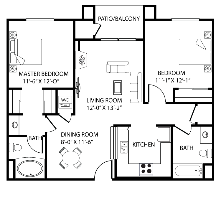 2 Bedroom, 2 Bath