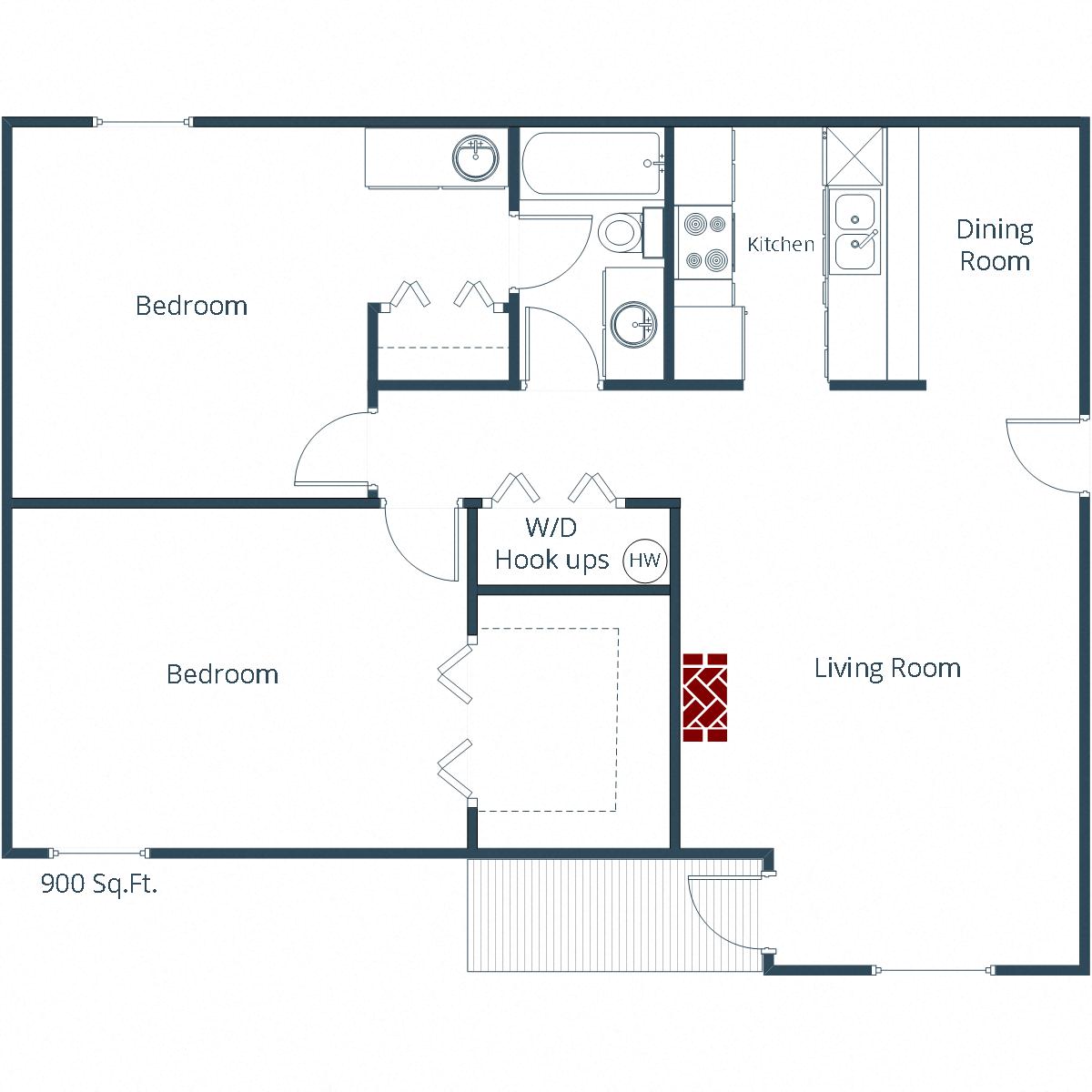 Cedar Pointe Apartments | Two Bedroom Plan B