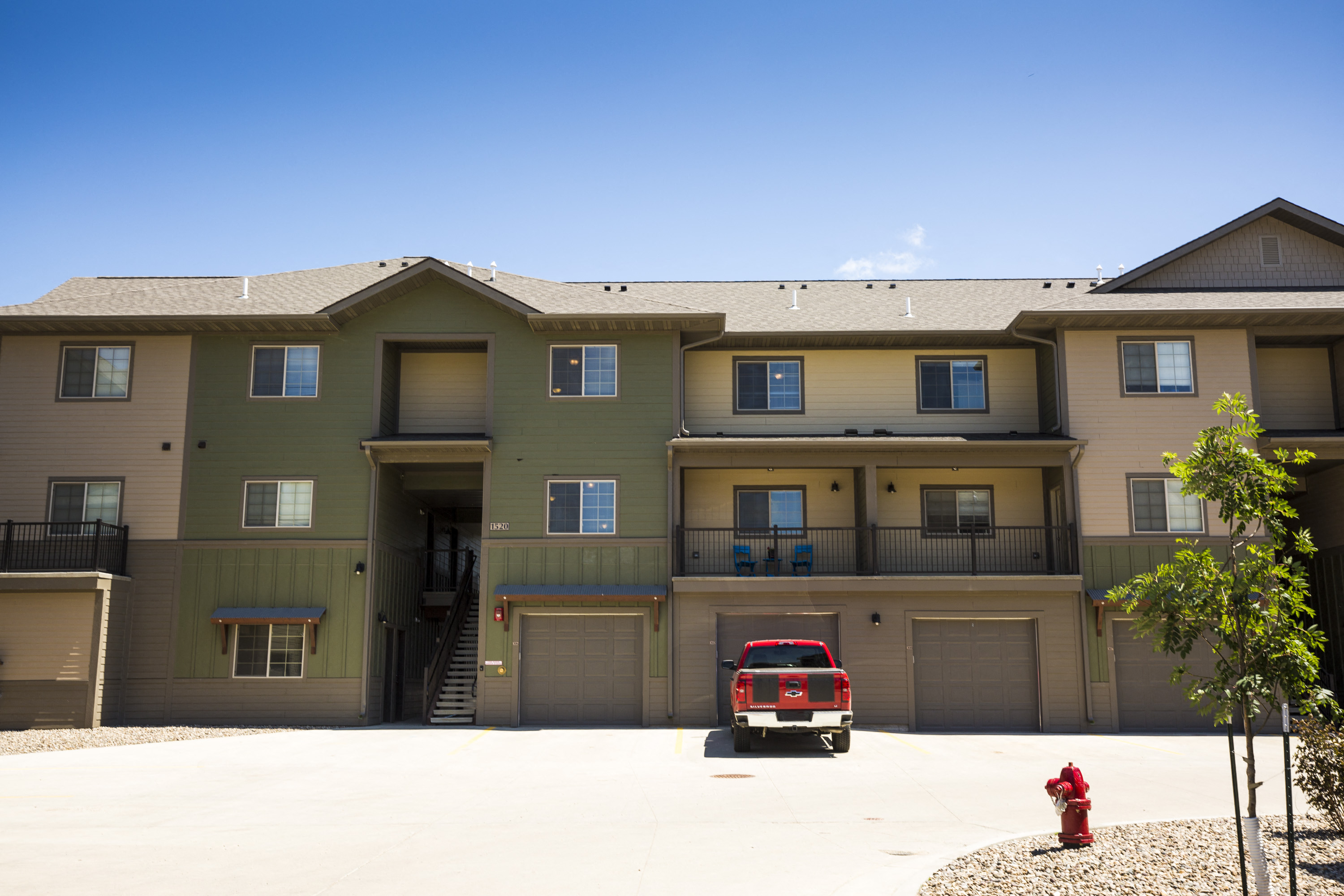 Image of garages and stairs into apartments