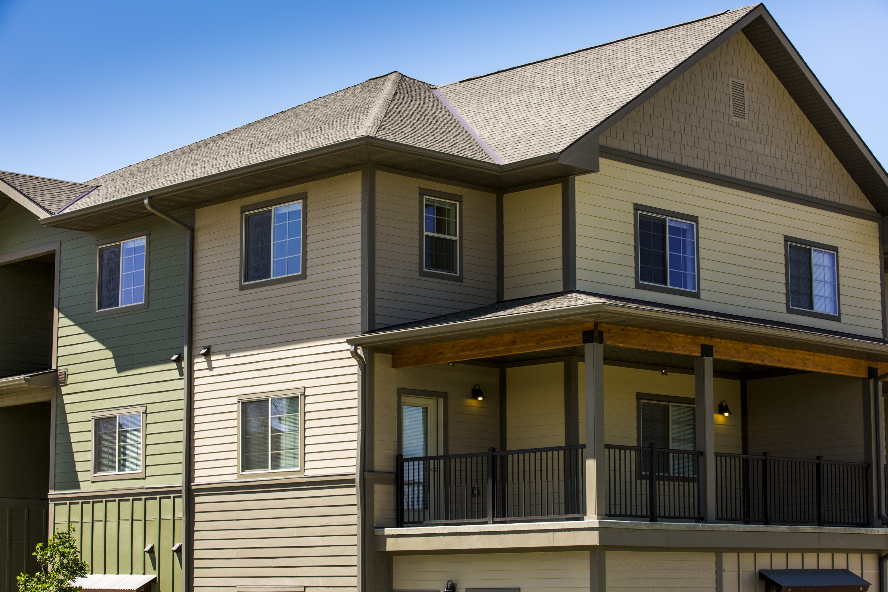 Image of building and balcony on one of units