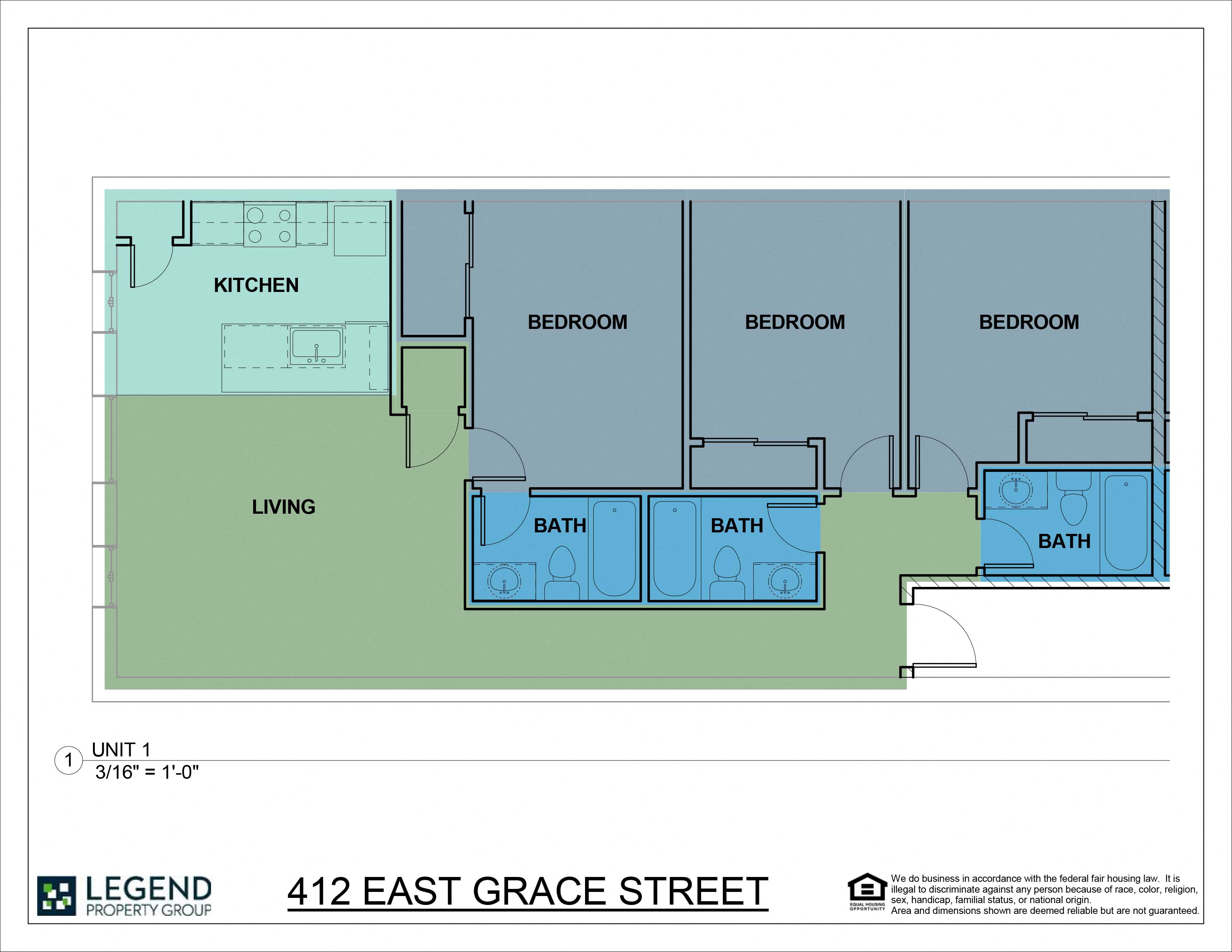 Four Twelve Flats Floorplan 412 E. Grace Street Unit 1
