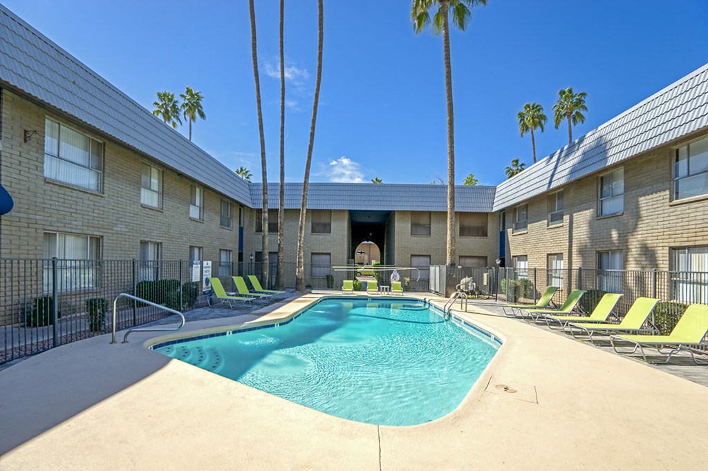 the swimming pool at our hotel in palm springs