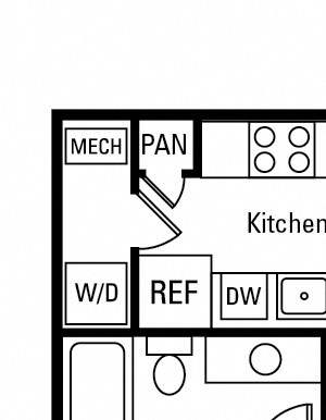 1 Bedroom, 1 Bath 609 sq. ft.