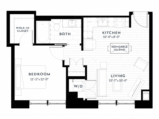 1C upgrade Floor plan at Custom House, St. Paul, MN