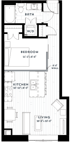1B Floor plan at Custom House, Minnesota