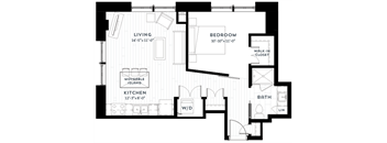1K Floor plan at Custom House, St. Paul, MN