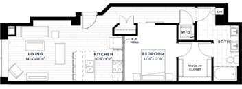 1X Floor plan at Custom House, St. Paul, MN