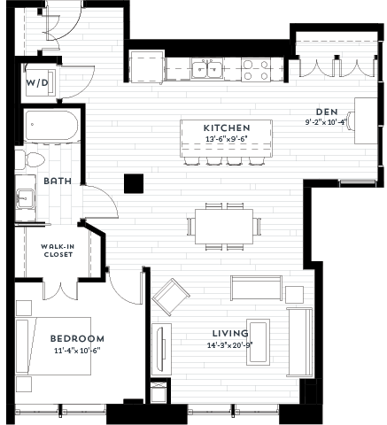 1+B Floor plan at Custom House, St. Paul, MN 55101