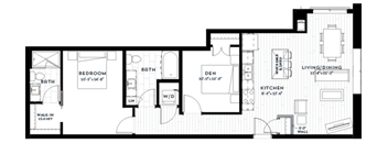 1+D Floor plan at Custom House, Minnesota