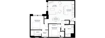 2E Floor plan at Custom House, St. Paul, MN 55101