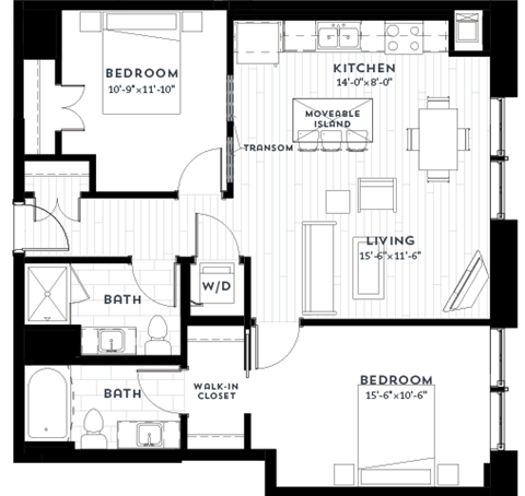 2A Floor plan at Custom House, St. Paul