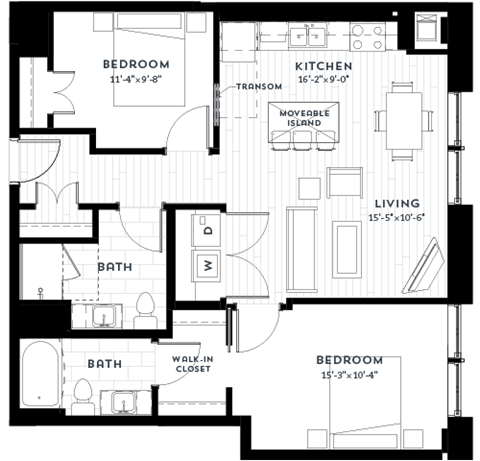 2B Floor plan at Custom House, St. Paul, Minnesota